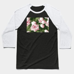 Beautiful green leaves , pink flowers design Baseball T-Shirt